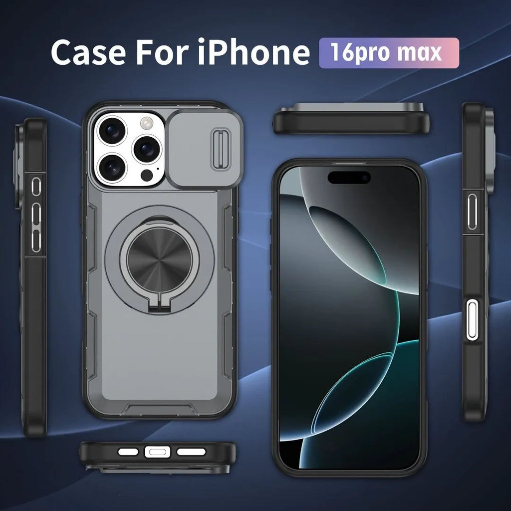 2-in-1 Magnetic Sliding Lens Case, Grey for iPhone 16 Pro Max
