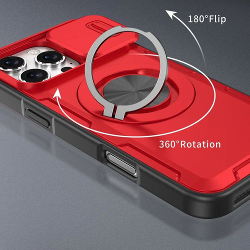 2-in-1 Magnetic Sliding Lens Case, Red for iPhone 16 Pro