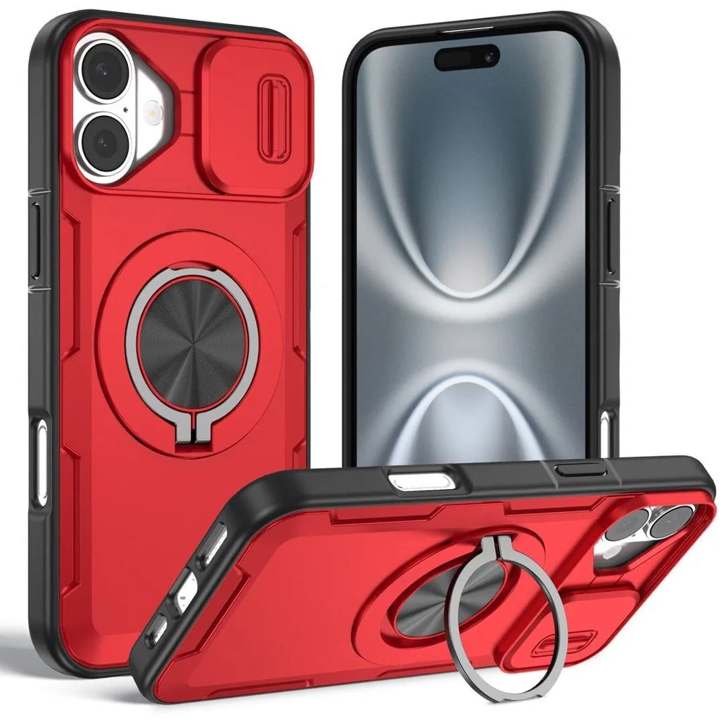 2-in-1 Magnetic Sliding Lens Case, Red for iPhone 17