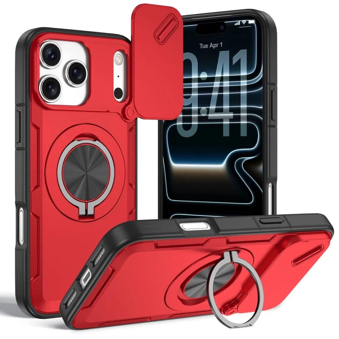 2-in-1 Magnetic Sliding Lens Case, Red for iPhone 17 Pro Max