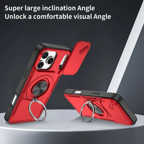 2-in-1 Magnetic Sliding Lens Case, Red for iPhone 17 Pro Max