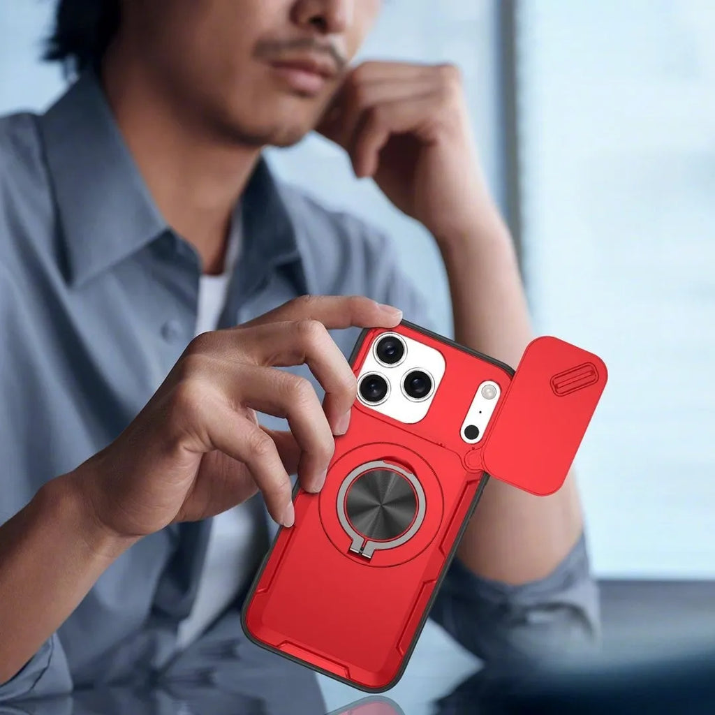 2-in-1 Magnetic Sliding Lens Case, Red for iPhone 17 Pro Max