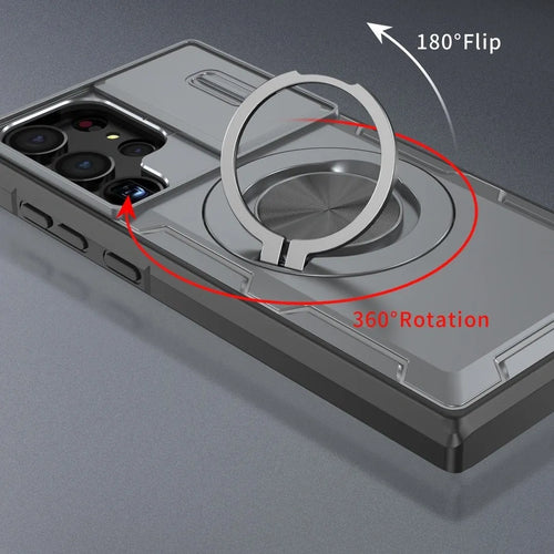2-in-1 Magnetic Sliding Lens Case, Grey for Samsung S23Ultra