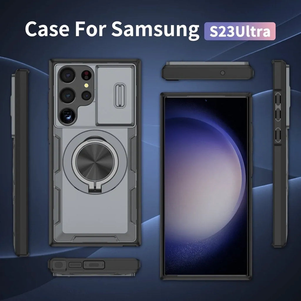 2-in-1 Magnetic Sliding Lens Case, Grey for Samsung S23Ultra