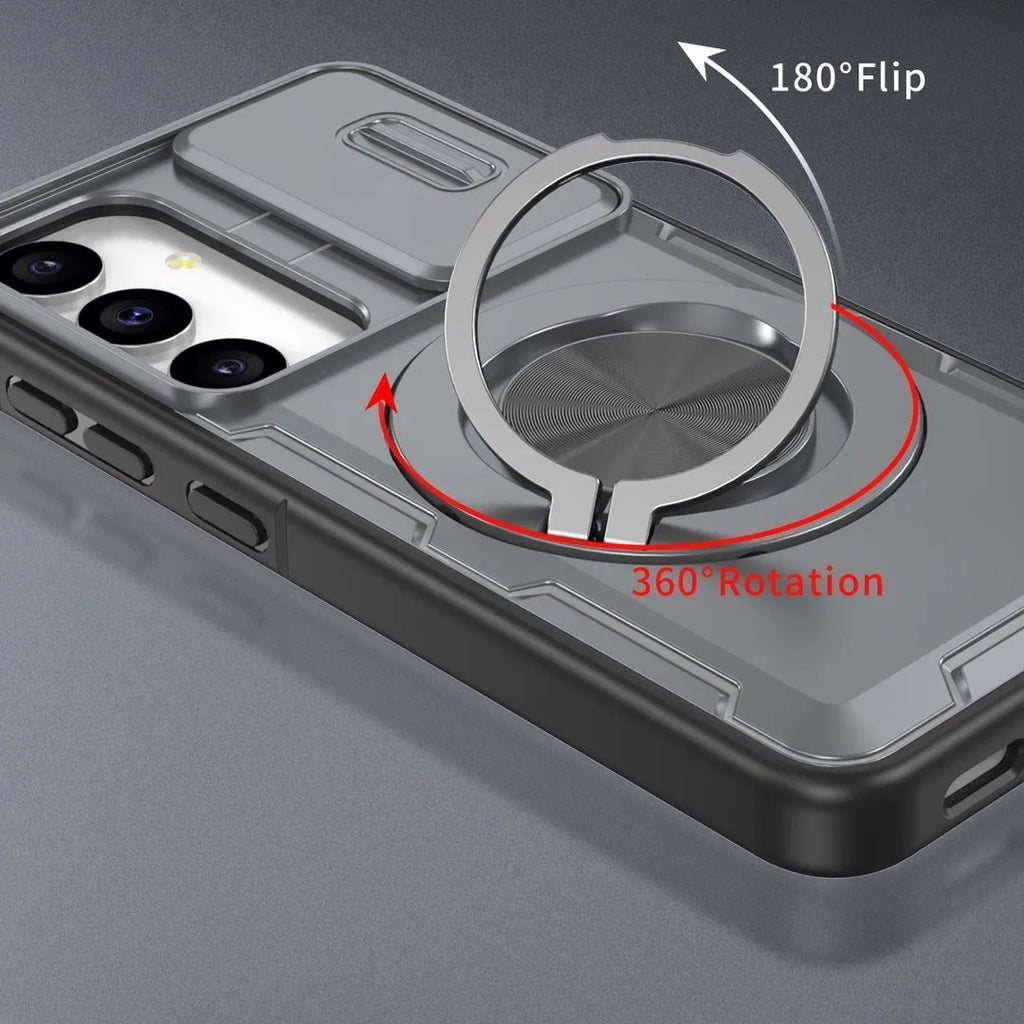 2-in-1 Magnetic Sliding Lens Case, Grey for Samsung S24