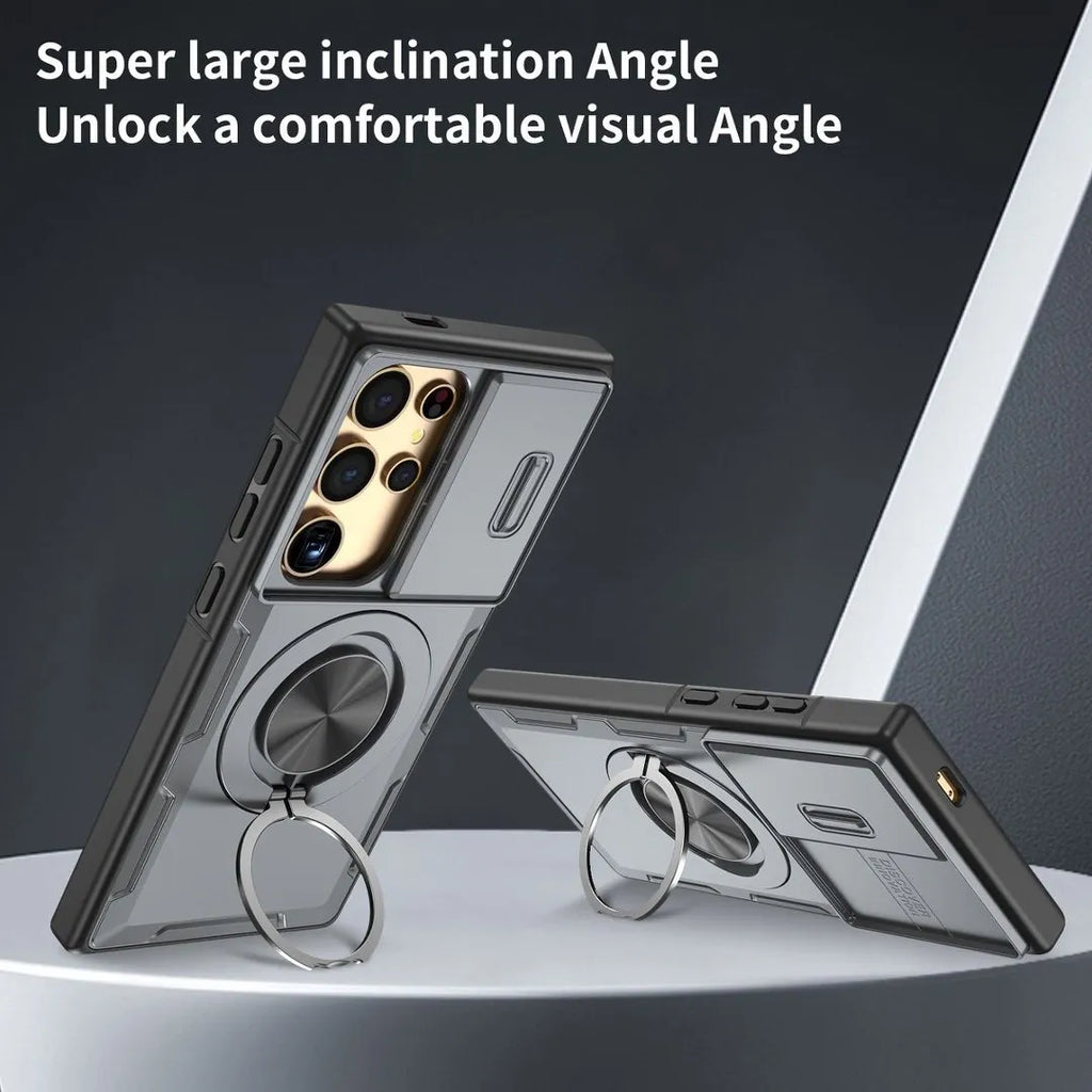 2-in-1 Magnetic Sliding Lens Case, Grey for Samsung S24Ultra