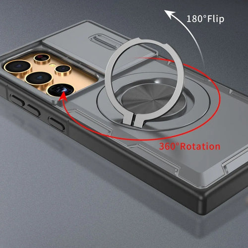 2-in-1 Magnetic Sliding Lens Case, Grey for Samsung S25Ultra