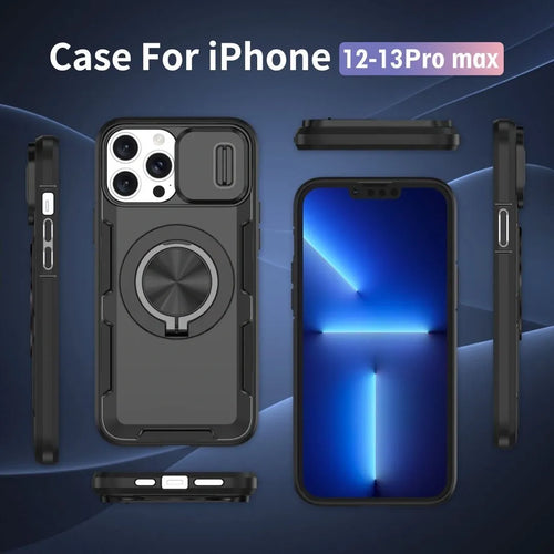 2-in-1 Magnetic Sliding Lens Case, Black for iPhone 12 Pro