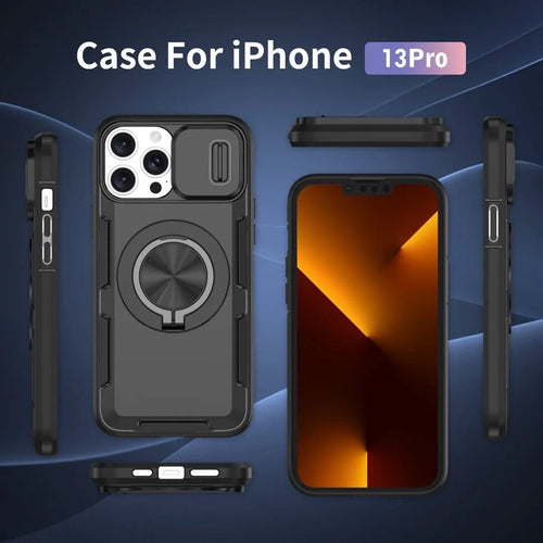 2-in-1 Magnetic Sliding Lens Case, Black for iPhone 13 Pro