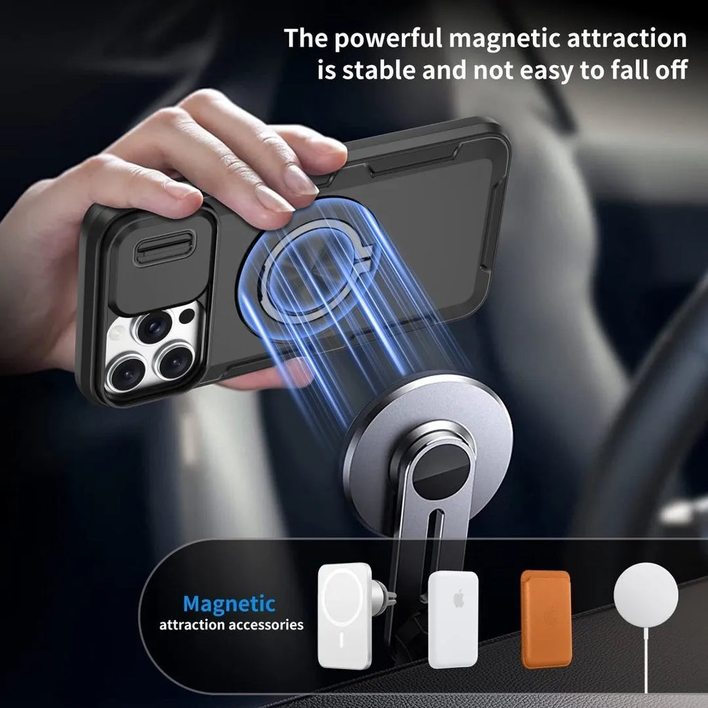2-in-1 Magnetic Sliding Lens Case, Black for iPhone 13 Pro