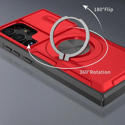 2-in-1 Magnetic Sliding Lens Case, Red for Samsung S23Ultra