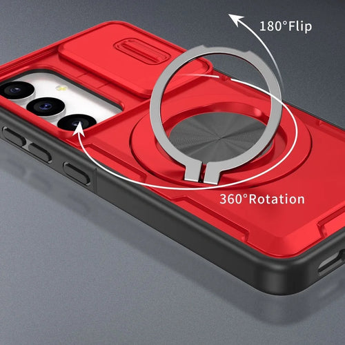 2-in-1 Magnetic Sliding Lens Case, Red for Samsung S24