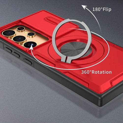 2-in-1 Magnetic Sliding Lens Case, Red for Samsung S24Ultra
