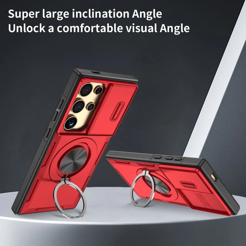2-in-1 Magnetic Sliding Lens Case, Red for Samsung S24Ultra