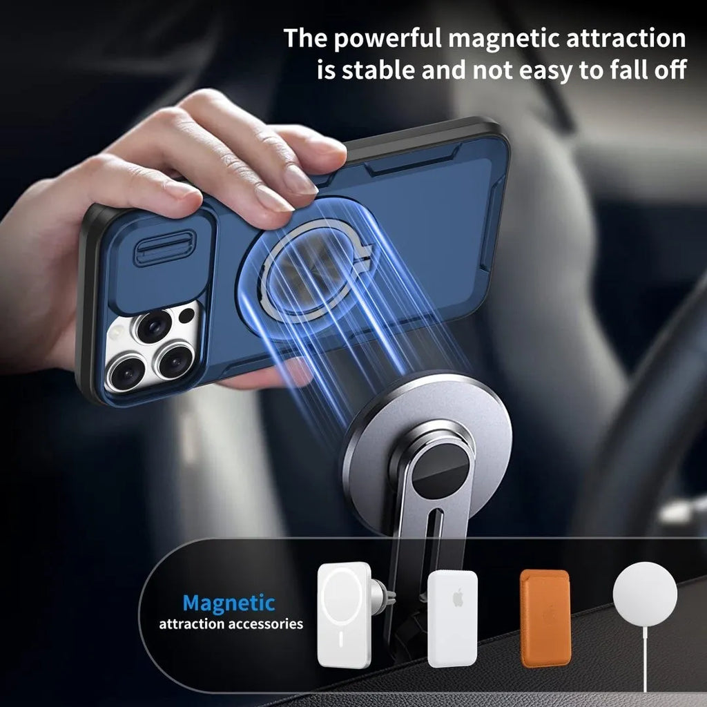 2-in-1 Magnetic Sliding Lens Case, Blue for iPhone 12 Pro