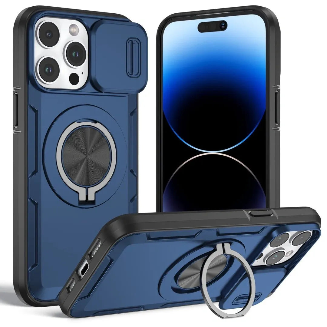 2-in-1 Magnetic Sliding Lens Case, Orange for iPhone 14 Pro Max