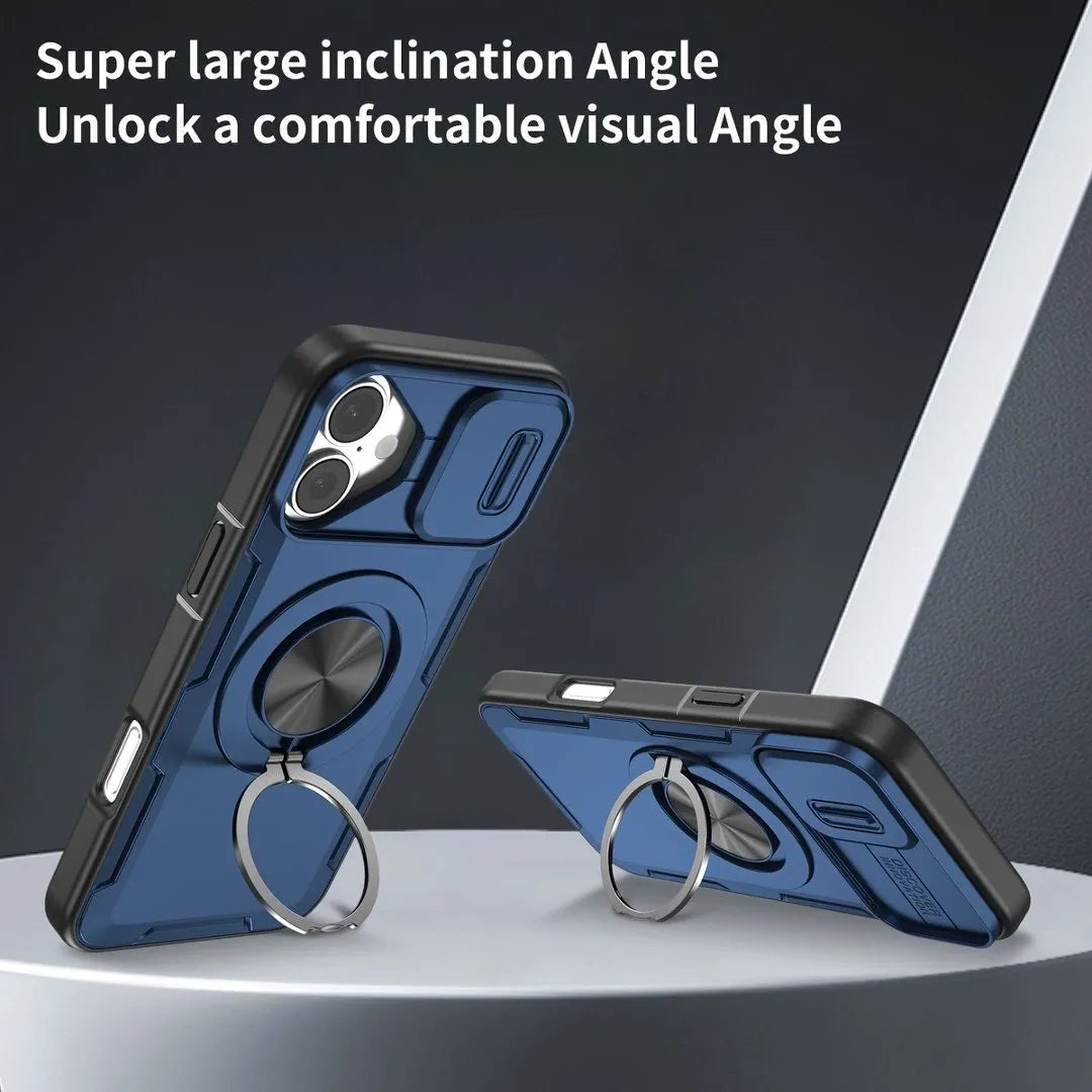 2-in-1 Magnetic Sliding Lens Case, Blue for iPhone 17