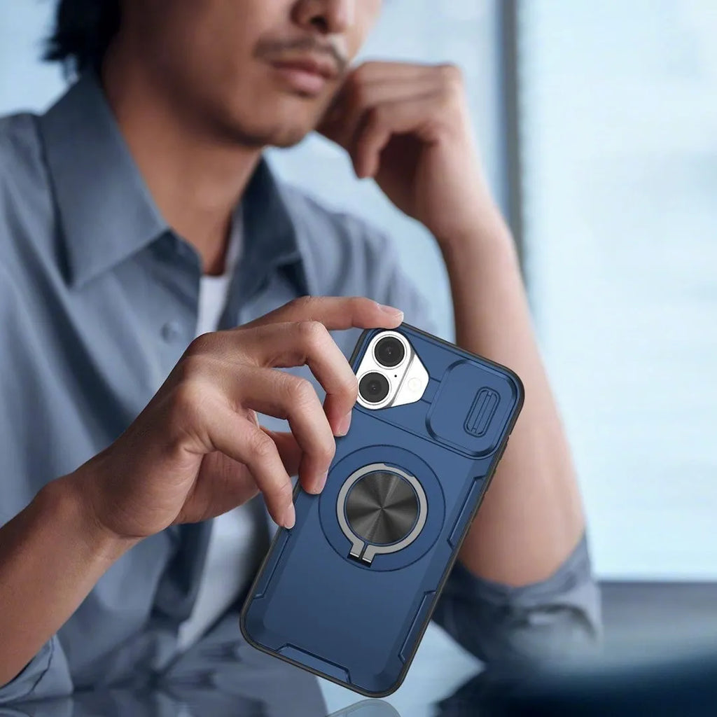 2-in-1 Magnetic Sliding Lens Case, Blue for iPhone 17