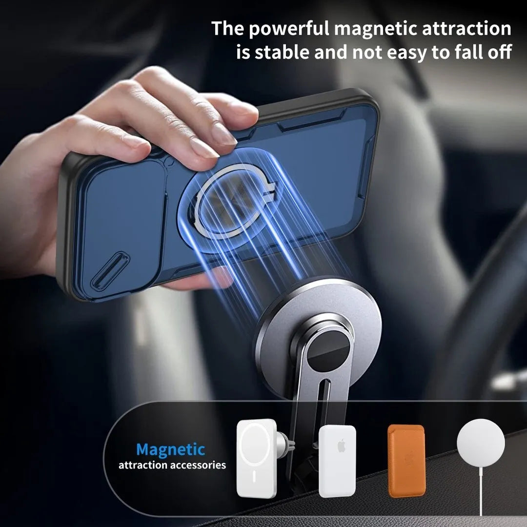 2-in-1 Magnetic Sliding Lens Case, Blue for iPhone 17 Pro Max