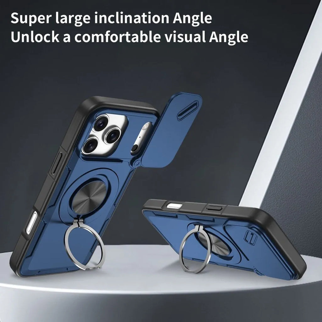 2-in-1 Magnetic Sliding Lens Case, Blue for iPhone 17 Pro