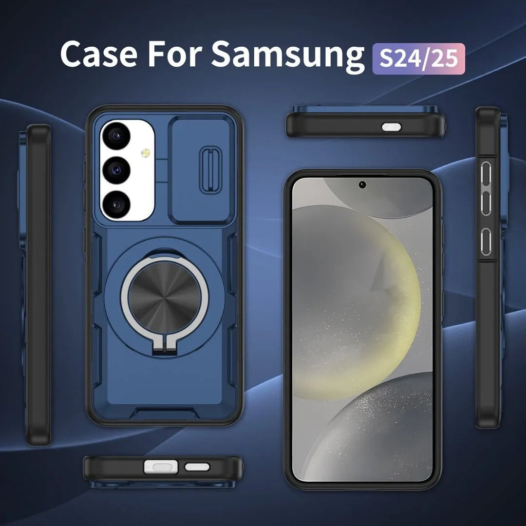 2-in-1 Magnetic Sliding Lens Case, Blue for  Samsung S25