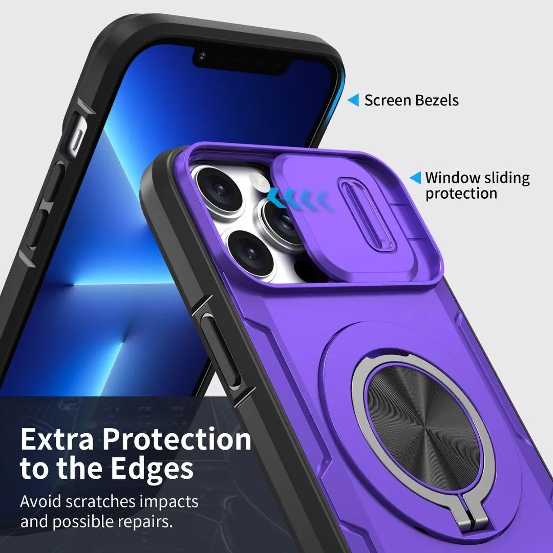 2-in-1 Magnetic Sliding Lens Case, Purple for iPhone 12 Pro Max
