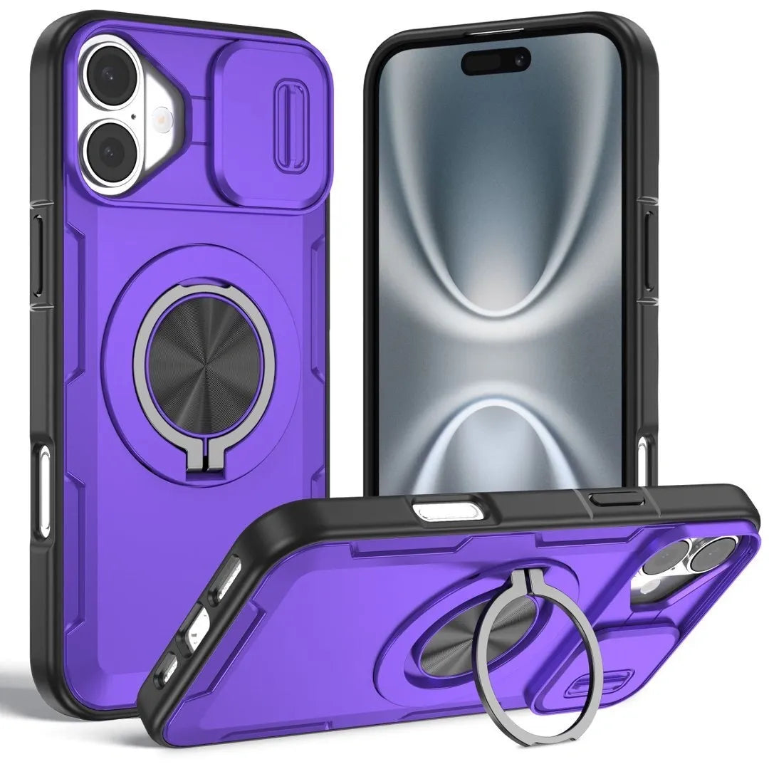 2-in-1 Magnetic Sliding Lens Case, Purple for iPhone 16