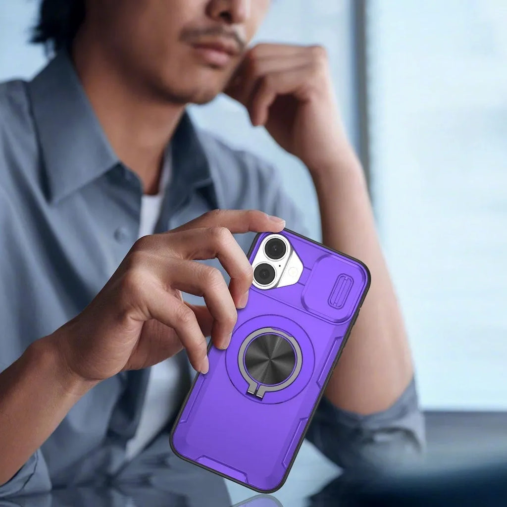 2-in-1 Magnetic Sliding Lens Case, Purple for iPhone 17