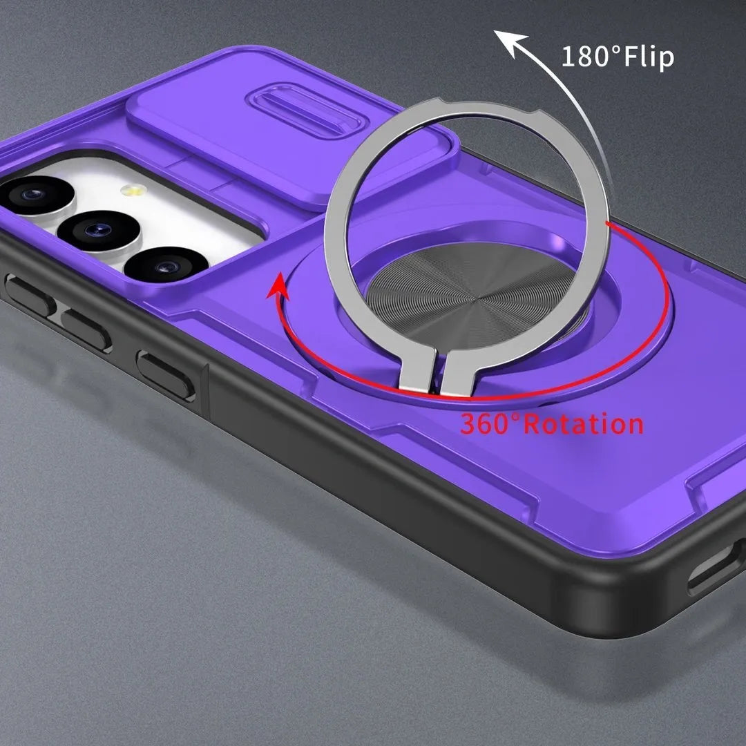 2-in-1 Magnetic Sliding Lens Case, Purple for Samsung S24