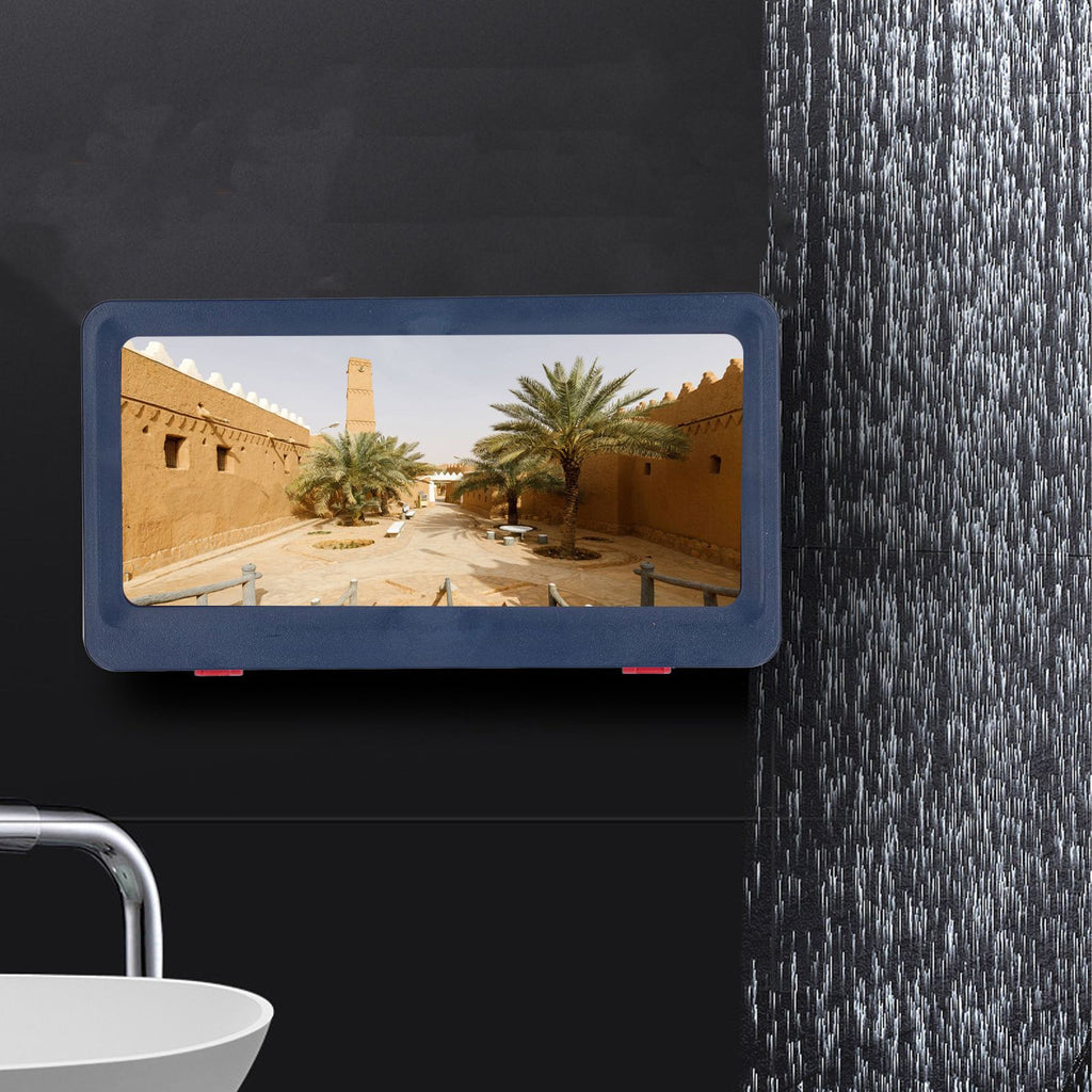 Shower Phone Tablet Holder Waterproof Touch Screen Wall Mount Storage Box Shower Case for Home BathroomBlue Phone Case (with 1 Sticker)