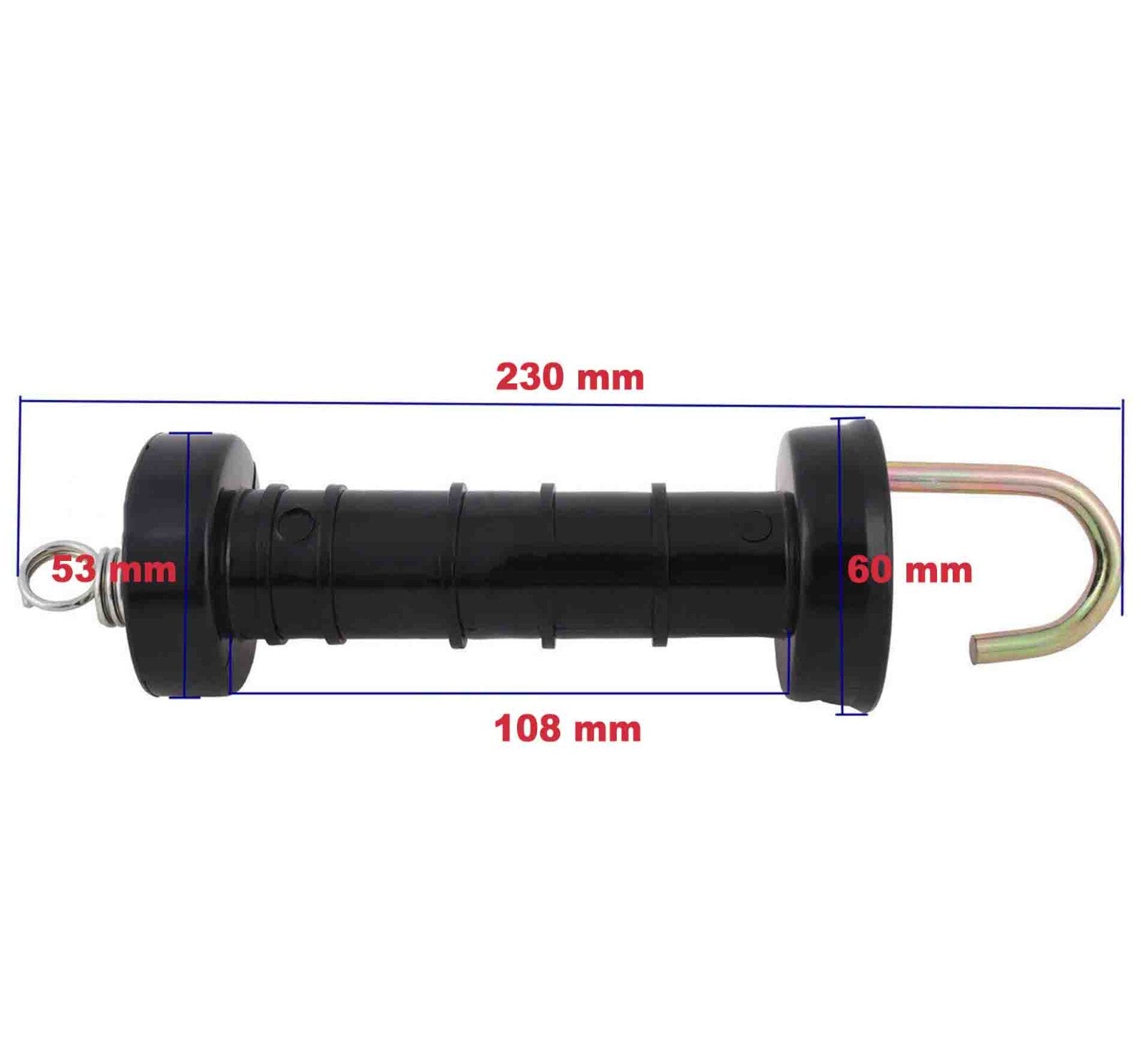 10x Electric Fence Gate Handle Compact Insulated Spring Handles with Hook Black