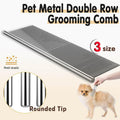 Stainless Steel Teeth Metal Comb Brush Pet Cat Dog Hair Grooming Trimmer Round - XL:19*5.5CM