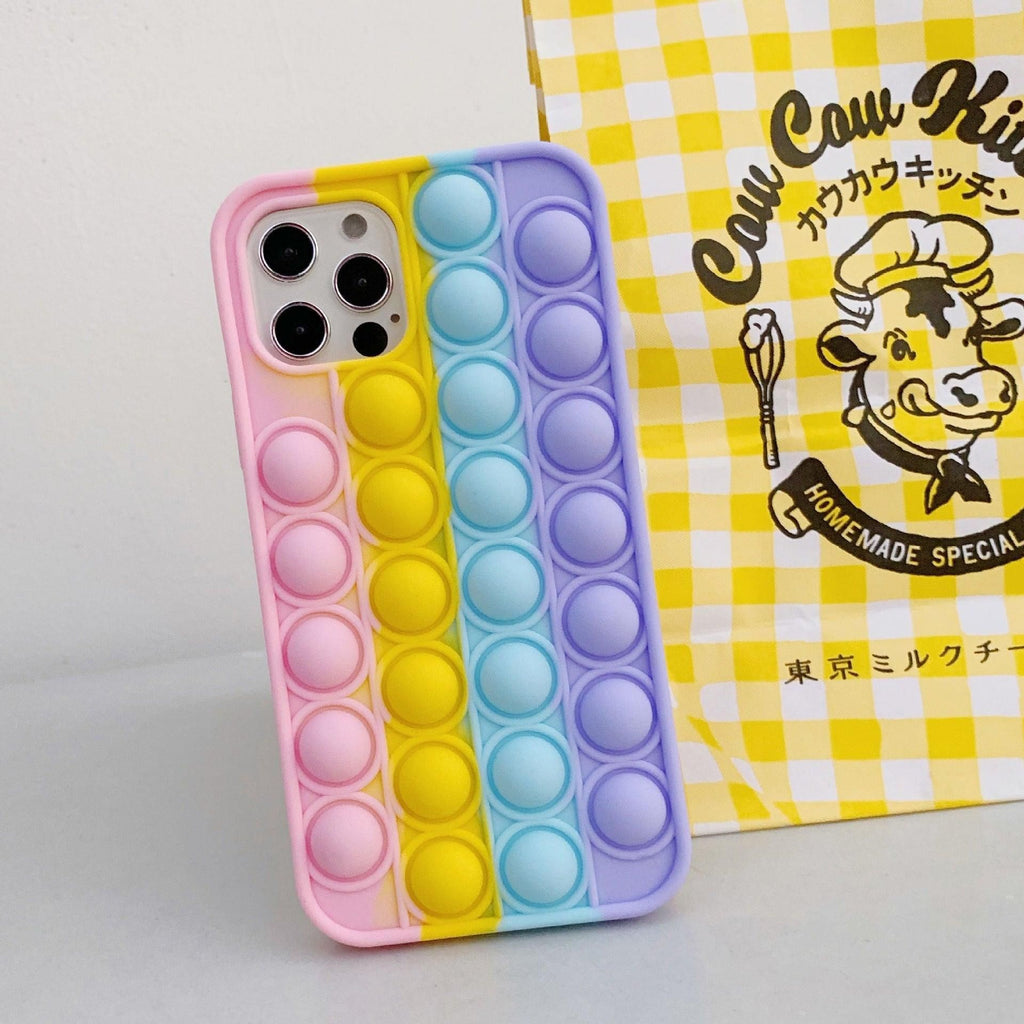 Rainbow Pop Fidget Toys Push It Bubble Phone Case For iPhone 7 8 Plus X XR 11 12 Pro Max - iPhone 7Plus/8Plus
