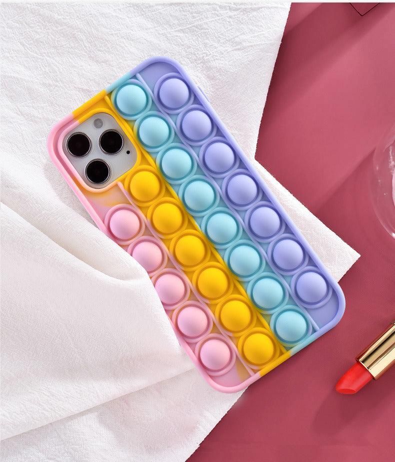 Rainbow Pop Fidget Toys Push It Bubble Phone Case For iPhone 7 8 Plus X XR 11 12 Pro Max - iPhone 7Plus/8Plus