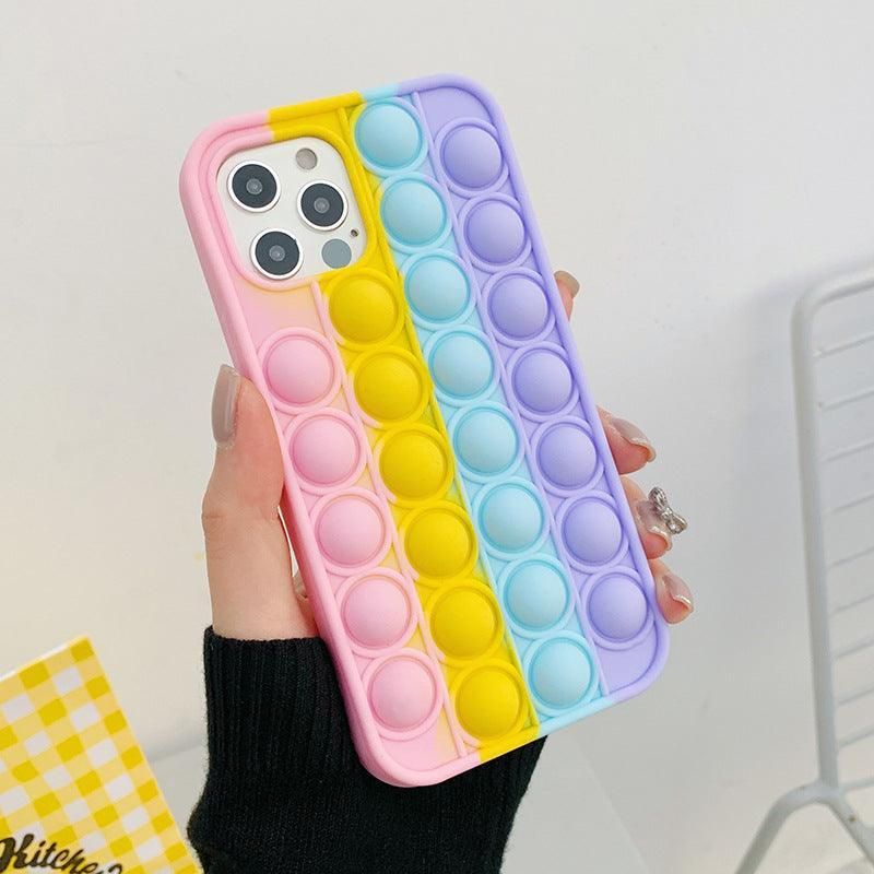 Rainbow Pop Fidget Toys Push It Bubble Phone Case For iPhone 7 8 Plus X XR 11 12 Pro Max - iPhone 11Pro