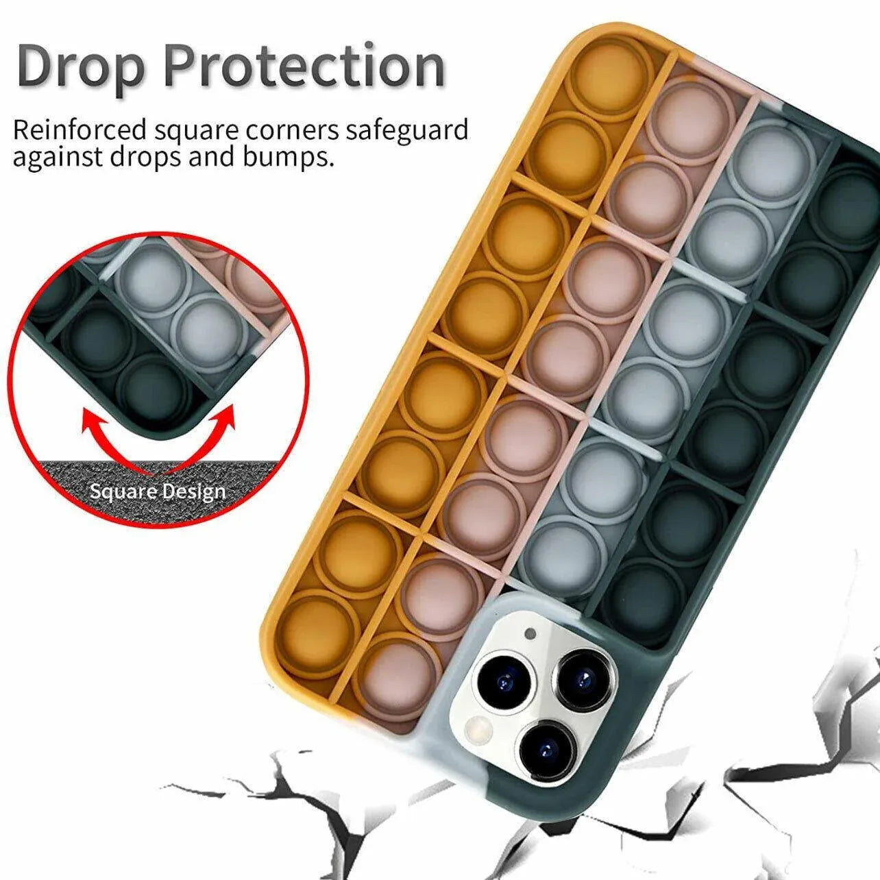 Blue-White Pop Fidget Toys Push It Bubble Phone Case For Iphone - iPhone7/8