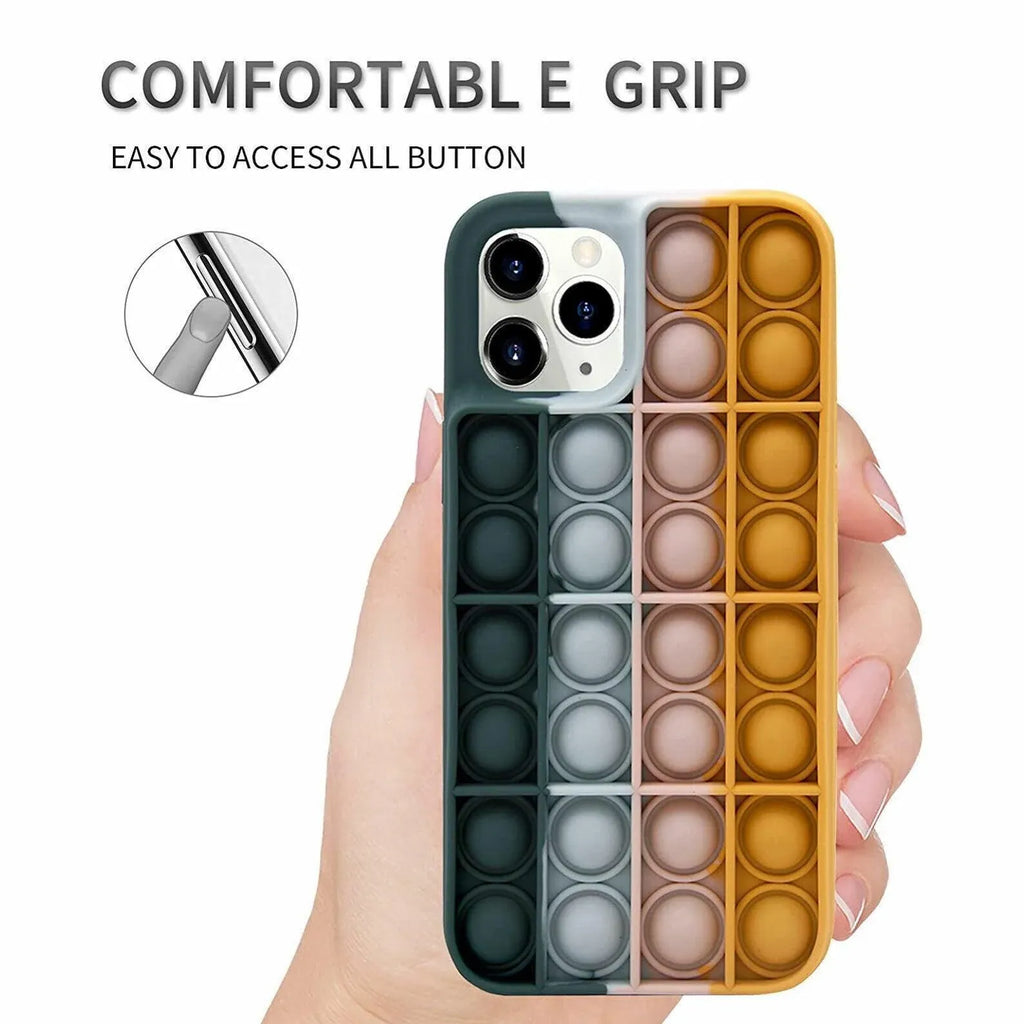 Blue-White Pop Fidget Toys Push It Bubble Phone Case For Iphone - iPhone XS MAX