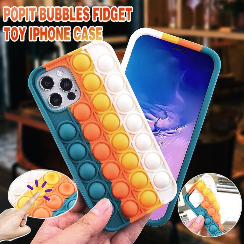 Blue-White Pop Fidget Toys Push It Bubble Phone Case For Iphone - iPhone 11