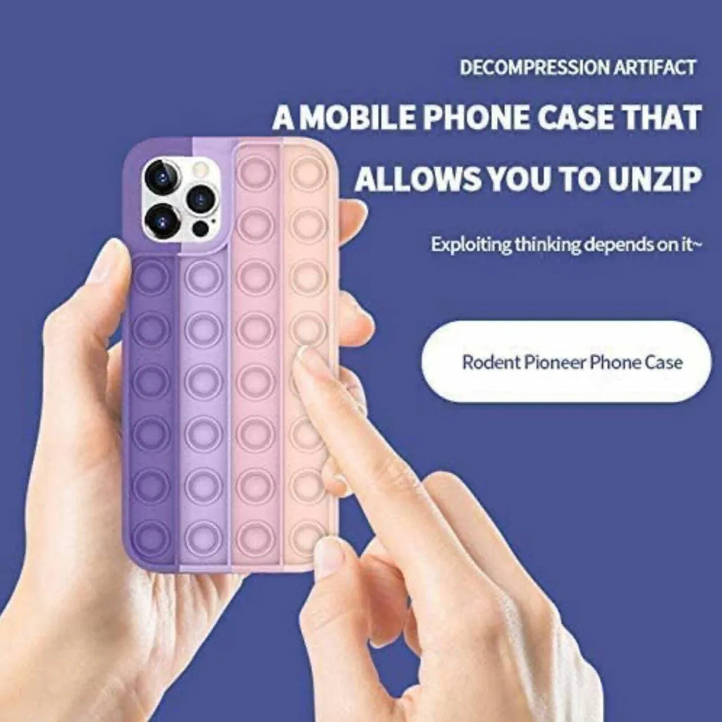 Blue-White Pop Fidget Toys Push It Bubble Phone Case For Iphone - iPhone 11
