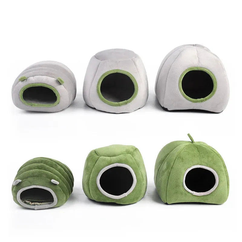 Soft Small Animal Guinea Pig Cozy Warm Pet Tent Hamster House Hideout Cave Bed - Green-Stump