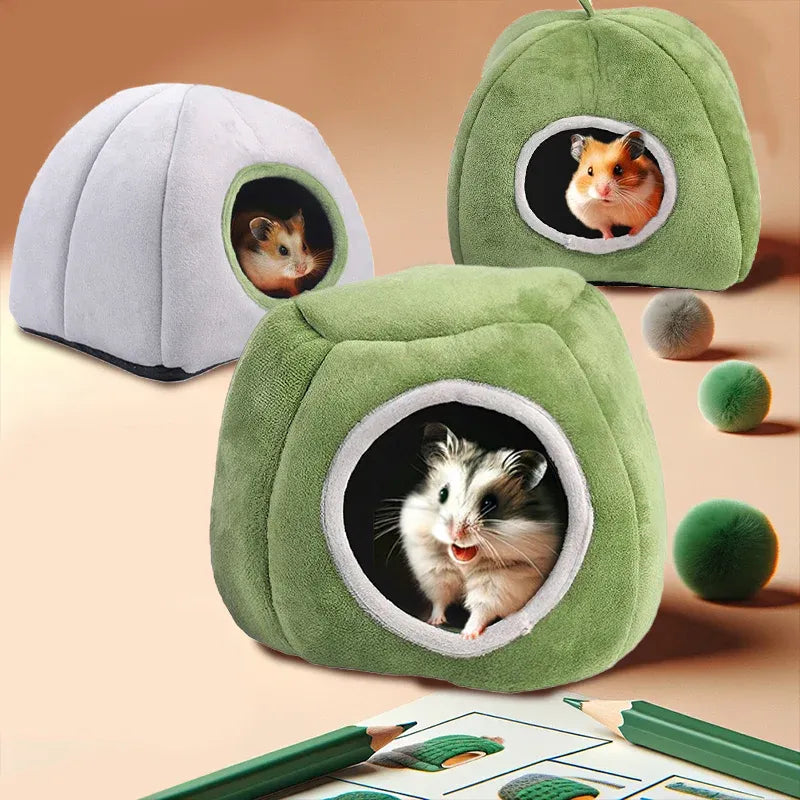 Soft Small Animal Guinea Pig Cozy Warm Pet Tent Hamster House Hideout Cave Bed - Green-Stump