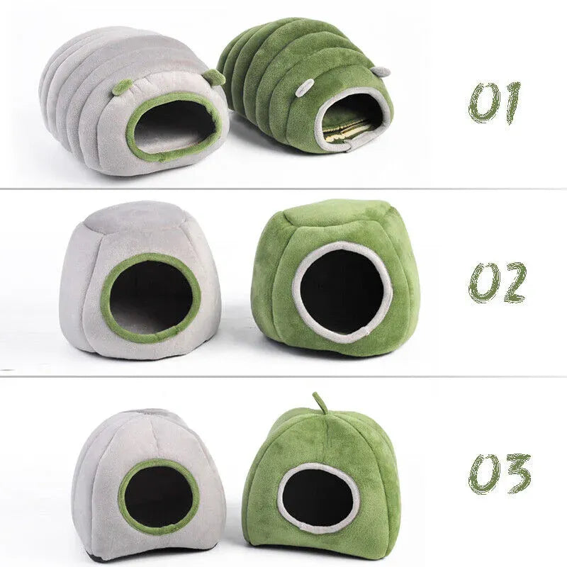 Soft Small Animal Guinea Pig Cozy Warm Pet Tent Hamster House Hideout Cave Bed - Green-Stump