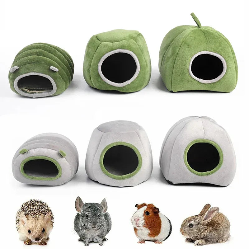 Soft Small Animal Guinea Pig Cozy Warm Pet Tent Hamster House Hideout Cave Bed - Green-Stump