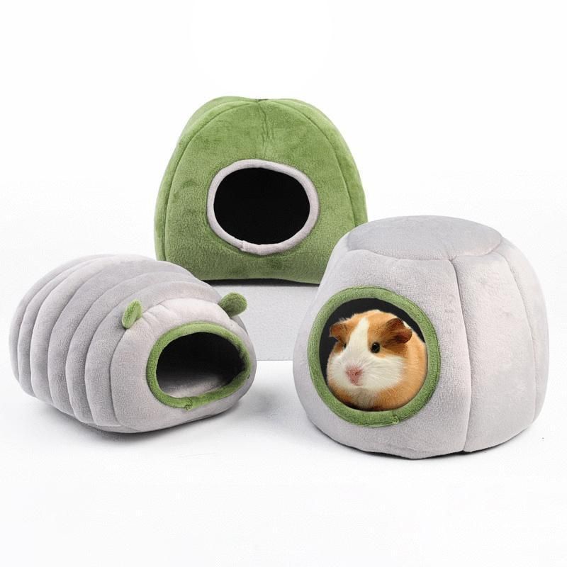 Soft Small Animal Guinea Pig Cozy Warm Pet Tent Hamster House Hideout Cave Bed - Green-Stump