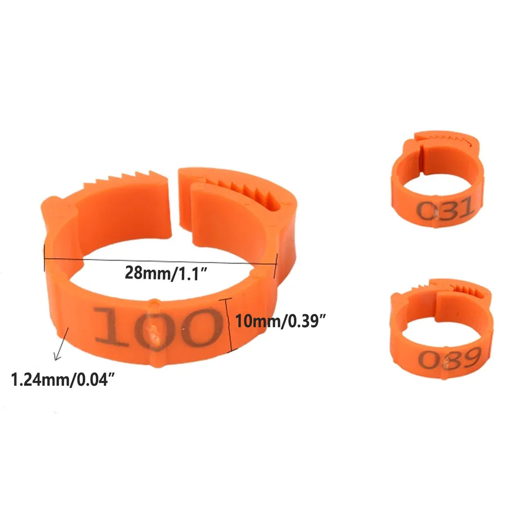 Chicken Duck Goose Leg Rings 100pcs Numbered Ankle Bands Bird ID Tags Farm Use - Green