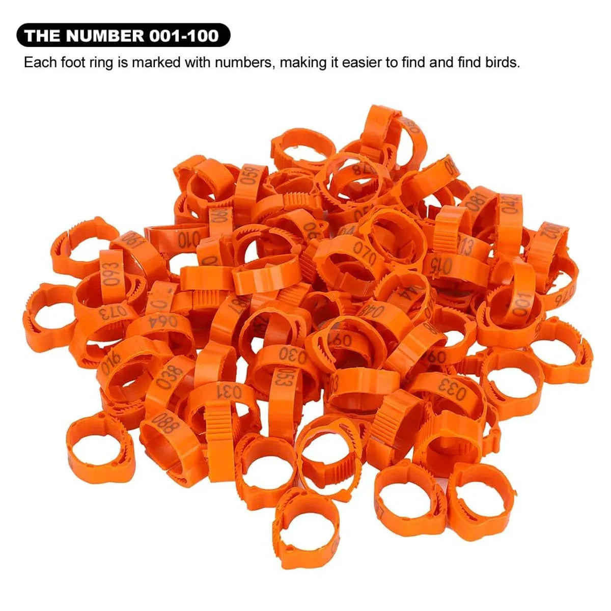 Chicken Duck Goose Leg Rings 100pcs Numbered Ankle Bands Bird ID Tags Farm Use - Green