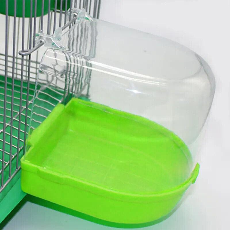 Bird Water Bath Tub For Pet Cage Hanging Bowl Parrot Birdbath Pet Cleaning - White