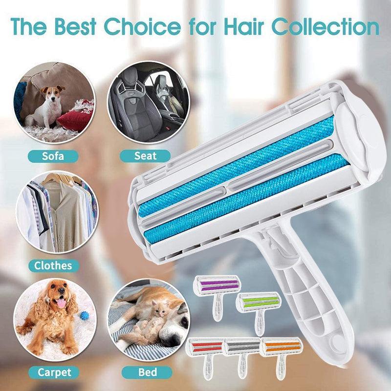 Pet Hair Remover Brush Dog Cat Fur Cleaning Roller Reusable Self Cleaning Tool - Red
