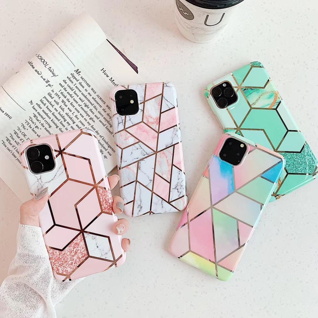 Rainbow Case for iPhone 14 13 12 11 Pro Max XR XS Marble Phone Shockproof Cover Silicone - For iphone 12 Pro
