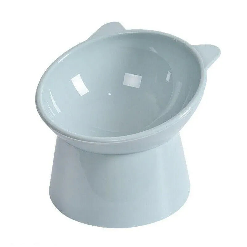 Elevated Pet Bowl Cat Dog Feeder Food Water High-Foot Anti Vomiting Tilted Bowl - Blue